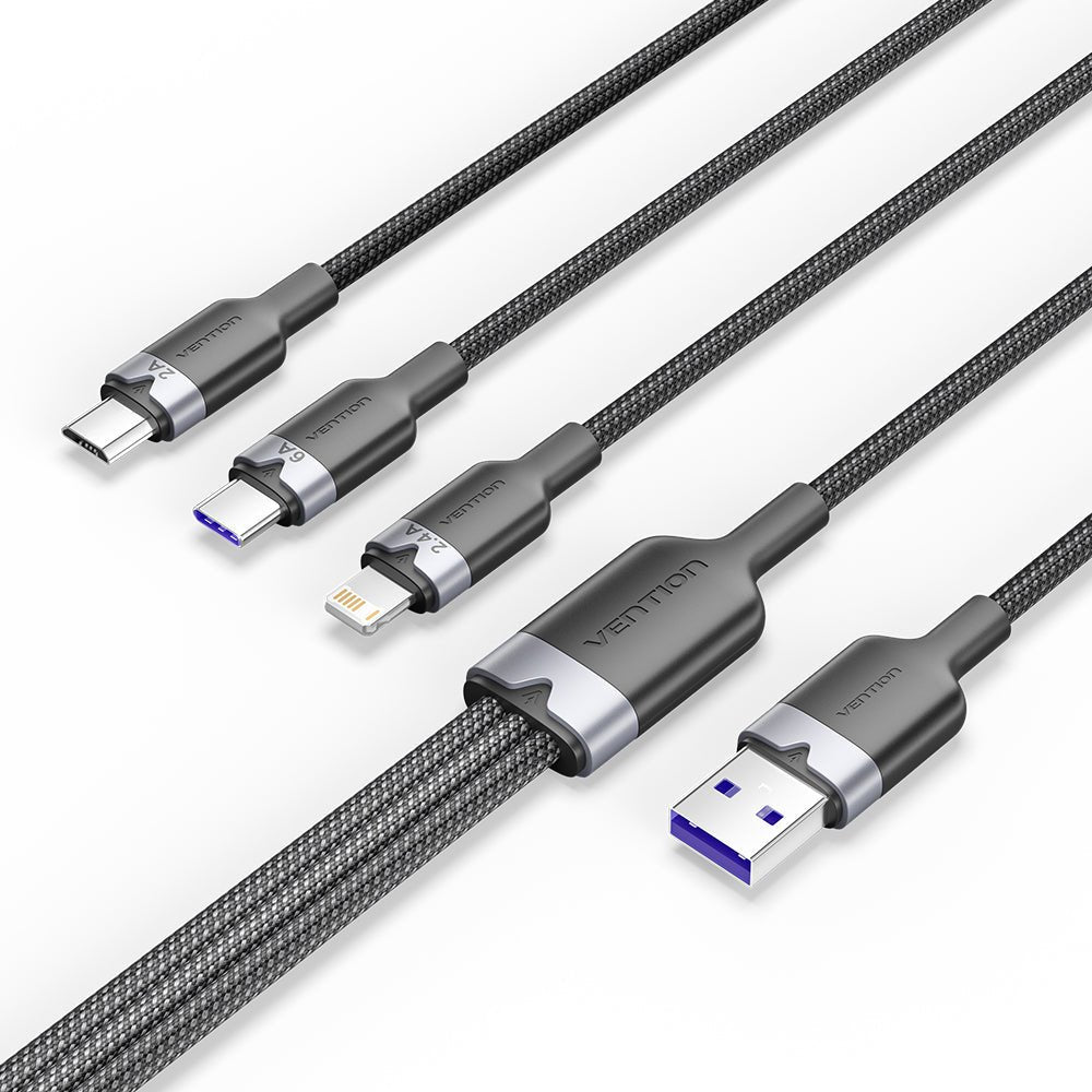 EAN 6922794709805 - Vention CTRBG cable USB USB 2.0 1,5 m USB A USB C/Micro-USB B/Lightning 0,48 Gbit/s 120 W Negro imagen 1