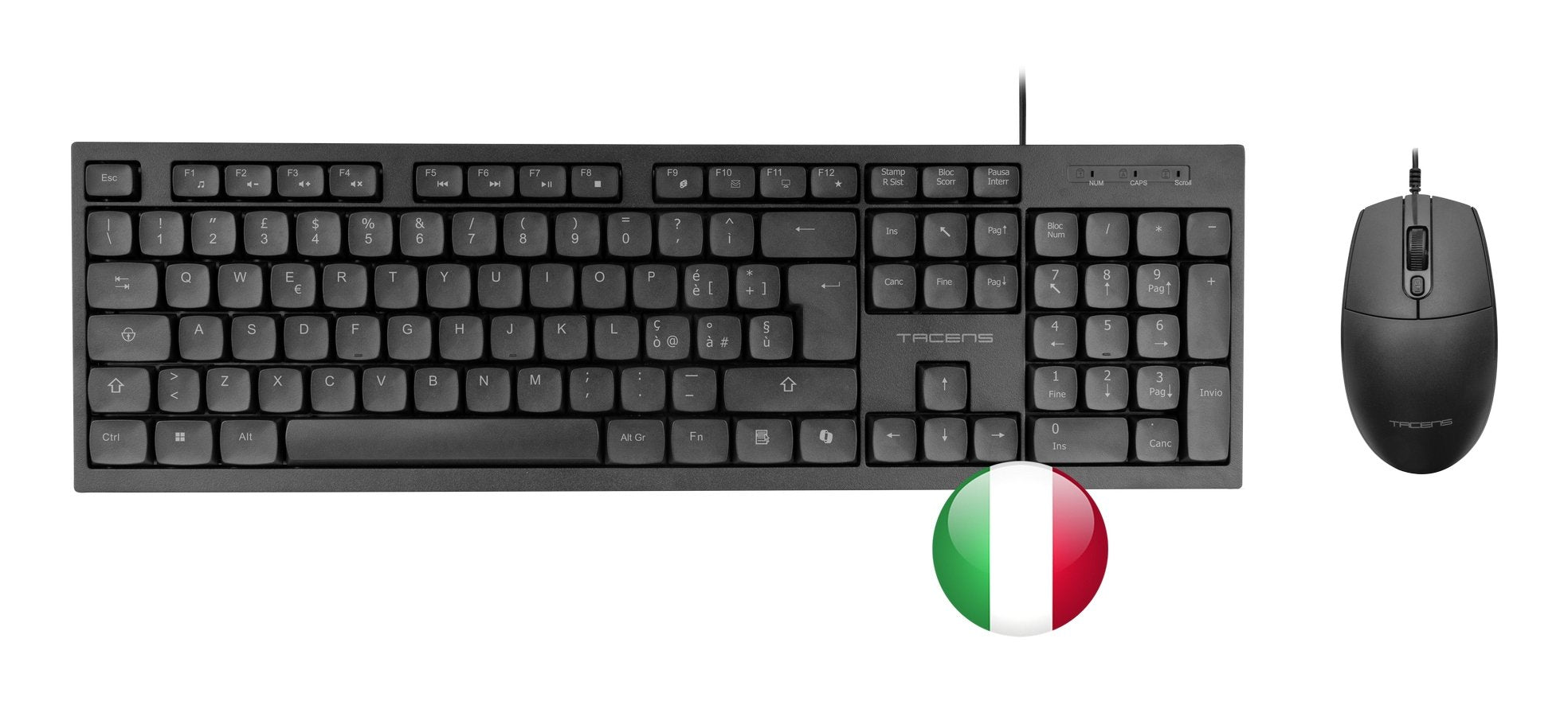 Teclado Y Mouse Tacens Anima Acp02es Teclado Usb Y Mouse Usb 1600dpi Italiano Negro