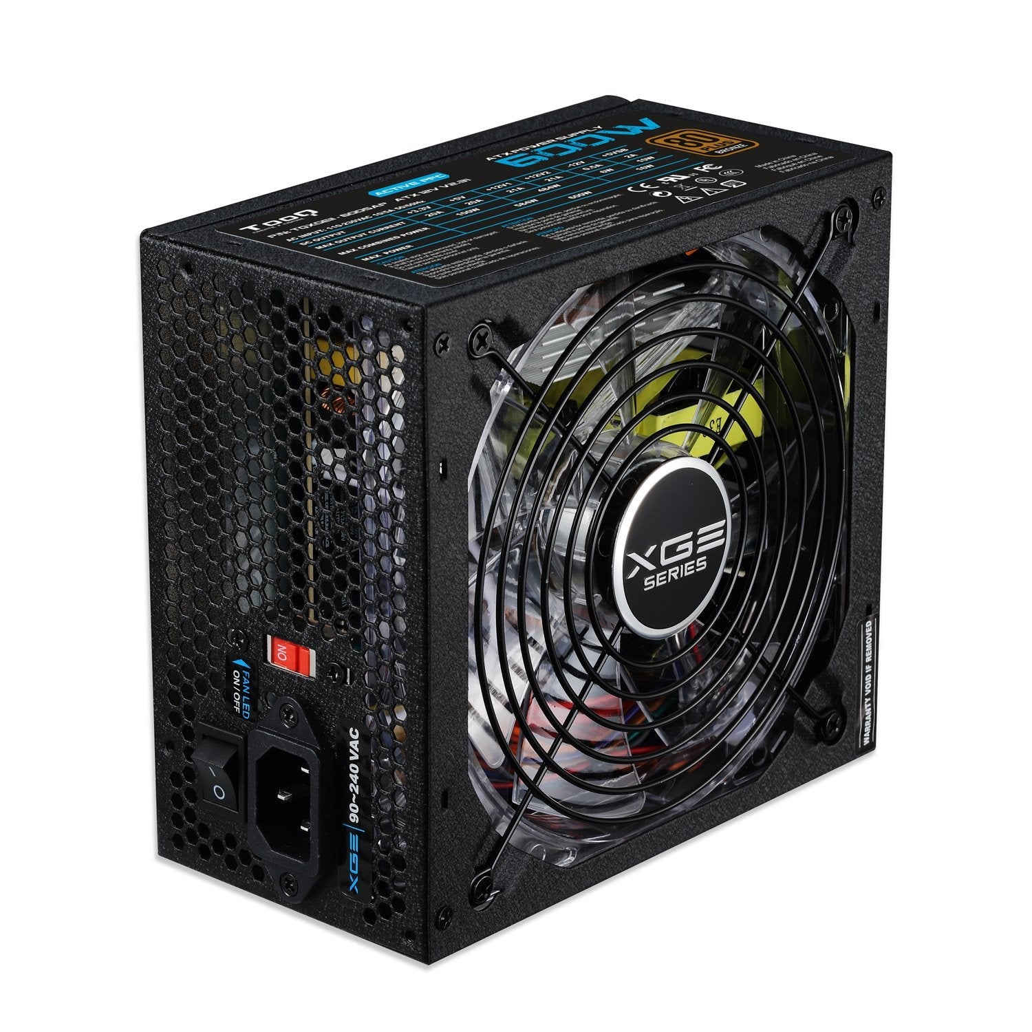 Tooq Xge Ii Fuente De Alimentacion Gaming 600w Atx 2.3 12v - Pfc Activo - Certificacion 80 Plus Bronze - Ventilador