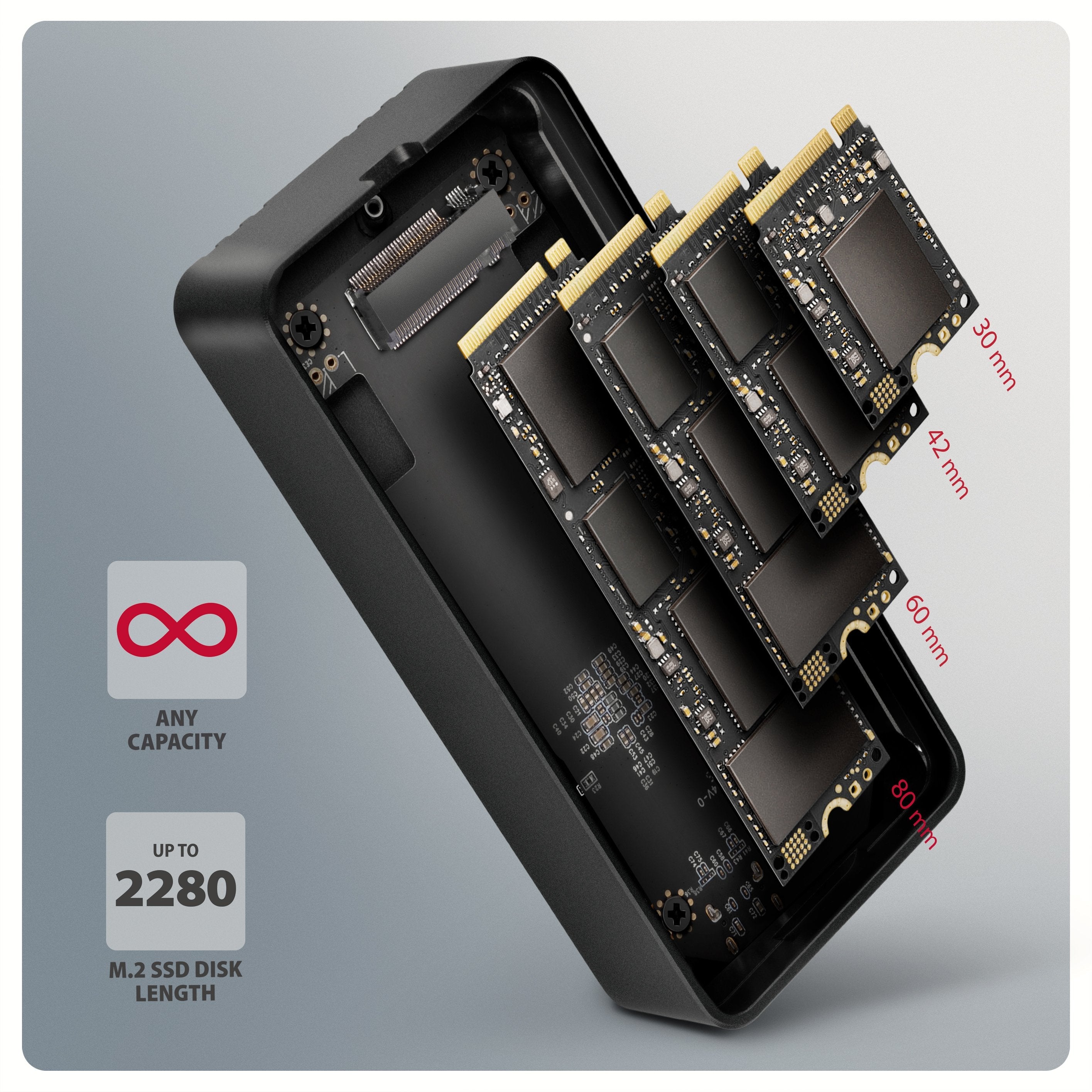 Axagon Eem2-40g Usb-C 40gbps External Enclosure For M.2 Nvme Ssd