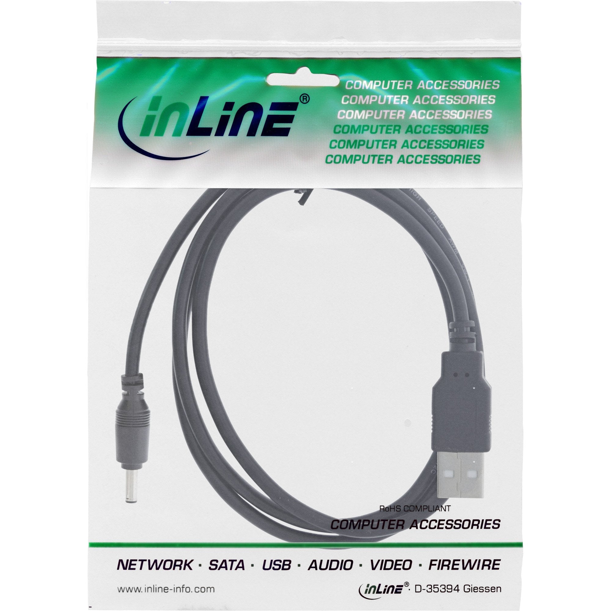 Adaptador De Alimentación De Cc Usb Inline, Enchufe Usb A Macho A Enchufe De Cc 3,5x1,35 Mm, Negro, 2 M