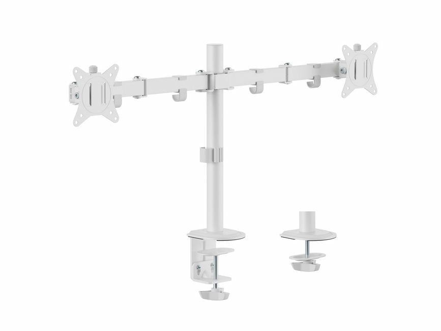 Soporte De Mesa Equip 650167 Para 2 Pantallas 17"-32" Brazo Inclinable Y Giratorio 360 Color Blanco