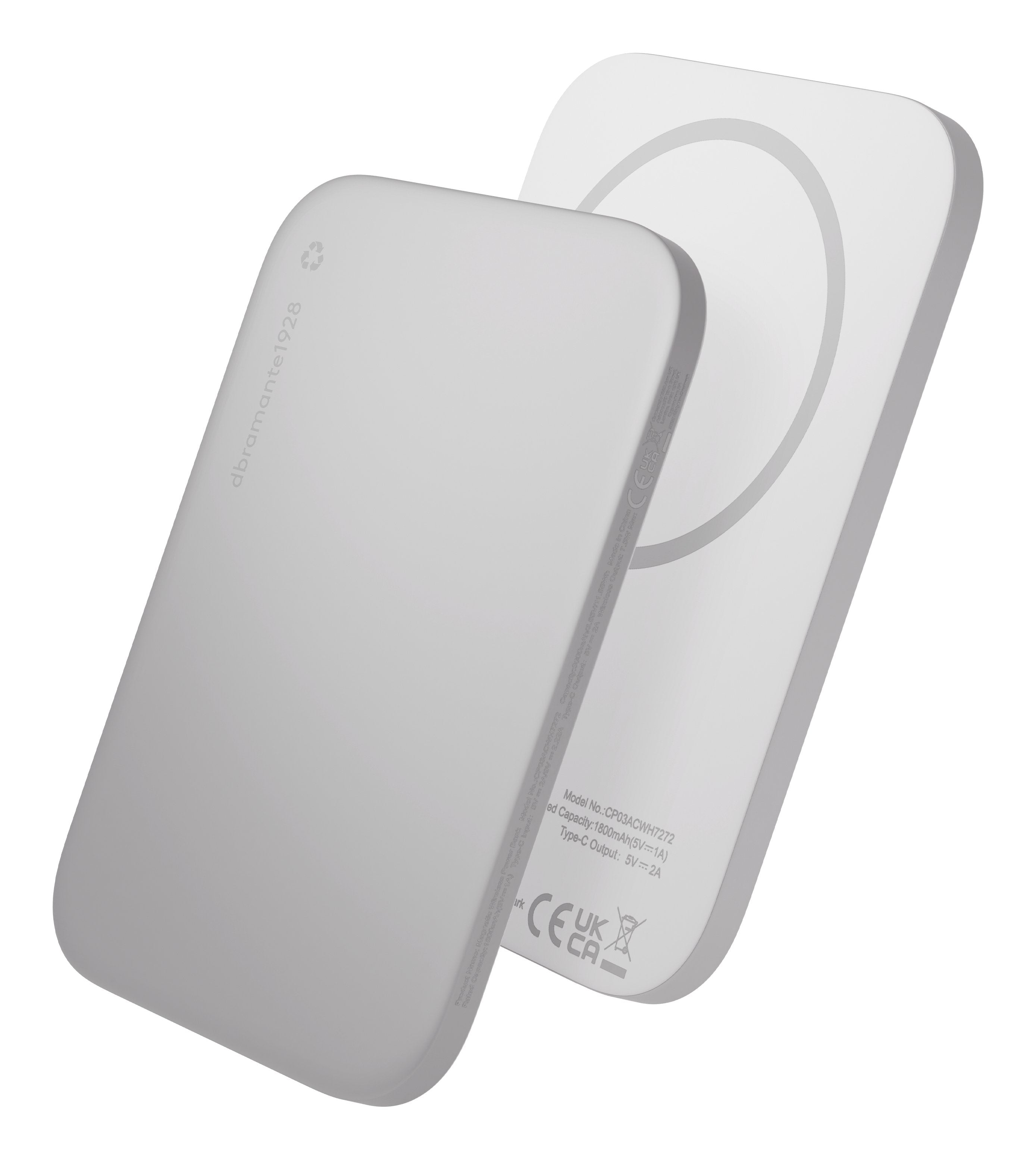Dbramante1928 Re-Charge Cargador Inalámbrico Ultra Slim Qi1.3 3000 Mah 10 Vatios (Usb-C) En El Cable: Usb-C Blanco