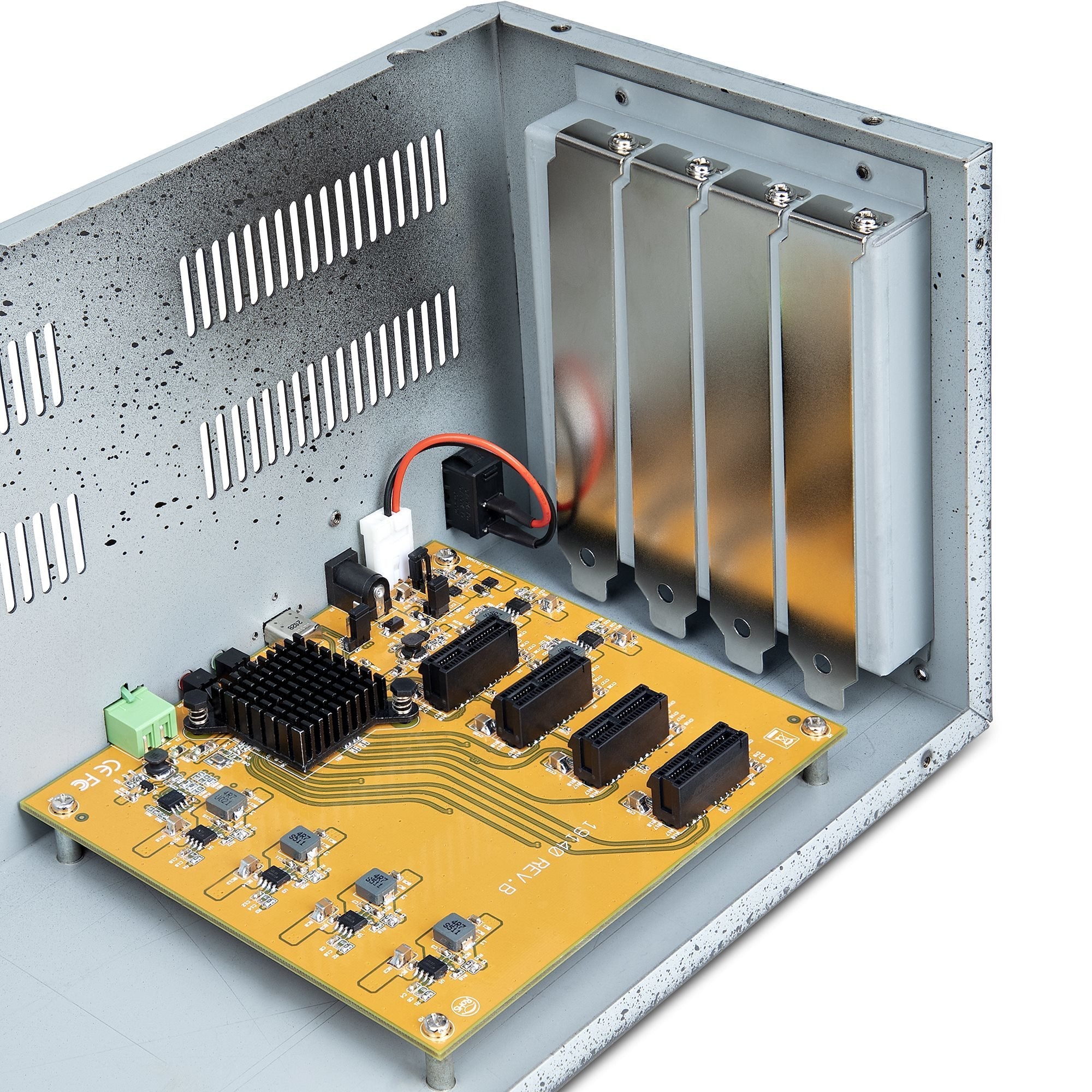 Startech.Com Caja Externa De Expansión Pcie X2 A 4 Ranuras Pci Express X1 - Riser Extensor De 4 Slots Pcie Con Tarjeta Host Pcie X2 - Pcie 2.0 - 10gbps - 4 Slots Externos