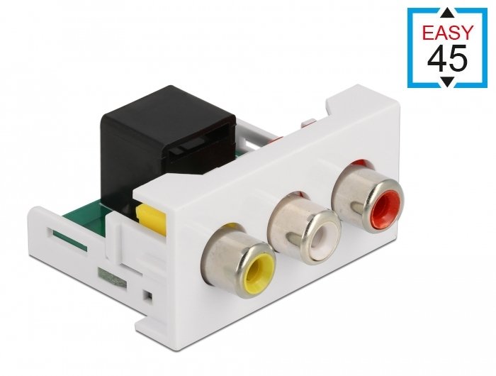 Delock Módulo Easy 45 3 X Puerto Rca Hembra A Puerto Rj45 Hembra 22.5 X 45 Mm