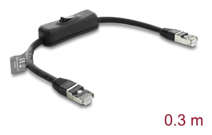 Delock Rj45 Cable Stecker Zu Stecker Mit Schalter Cat.6 F Utp 0,3 M - Netzwerkschaltung Schwarz