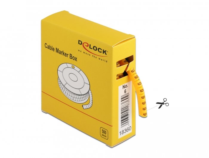 Delock Marcador De Cables Box, Nr: 6, Amarillo, 500 Unidades
