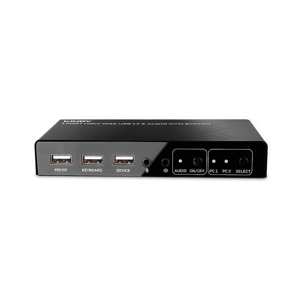 Lindy 2 Port Kvm Switch Hdmi 4k60, Usb 2.0 & Audio