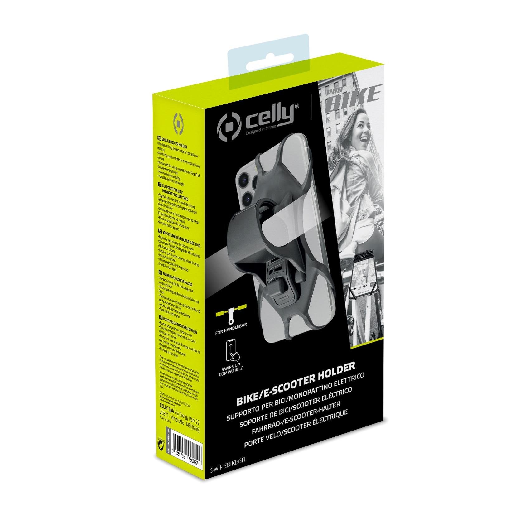 Celly Swipe Bike Soporte Pasivo Teléfono Móvil/Smartphone Gris