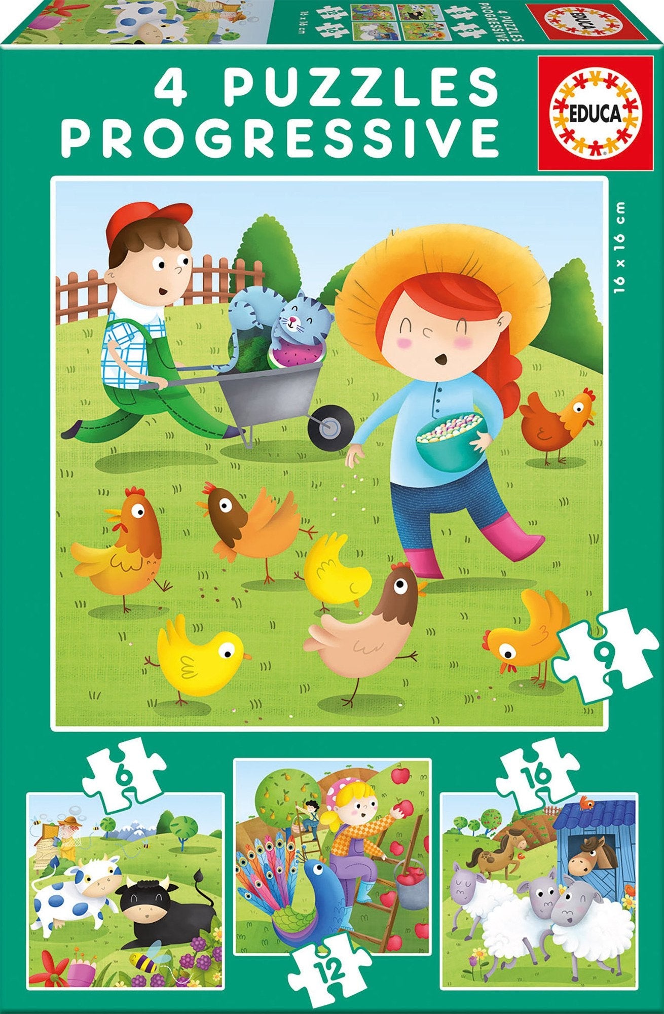Puzzle Progresivo Animales De La Granja 6-9-12-16pzs