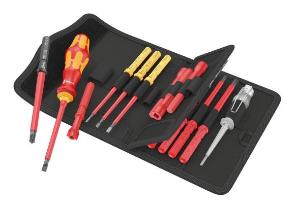 Wera Kraftform Kompakt Vde 18 Universal 1 Buscador De Her Ientas, 18 Piezas, Destornillador Rojo/Amarillo, Incl. Mango Enchufable, Comprobador De Fase, Cuchillas Intercambiables Vde 5006613001