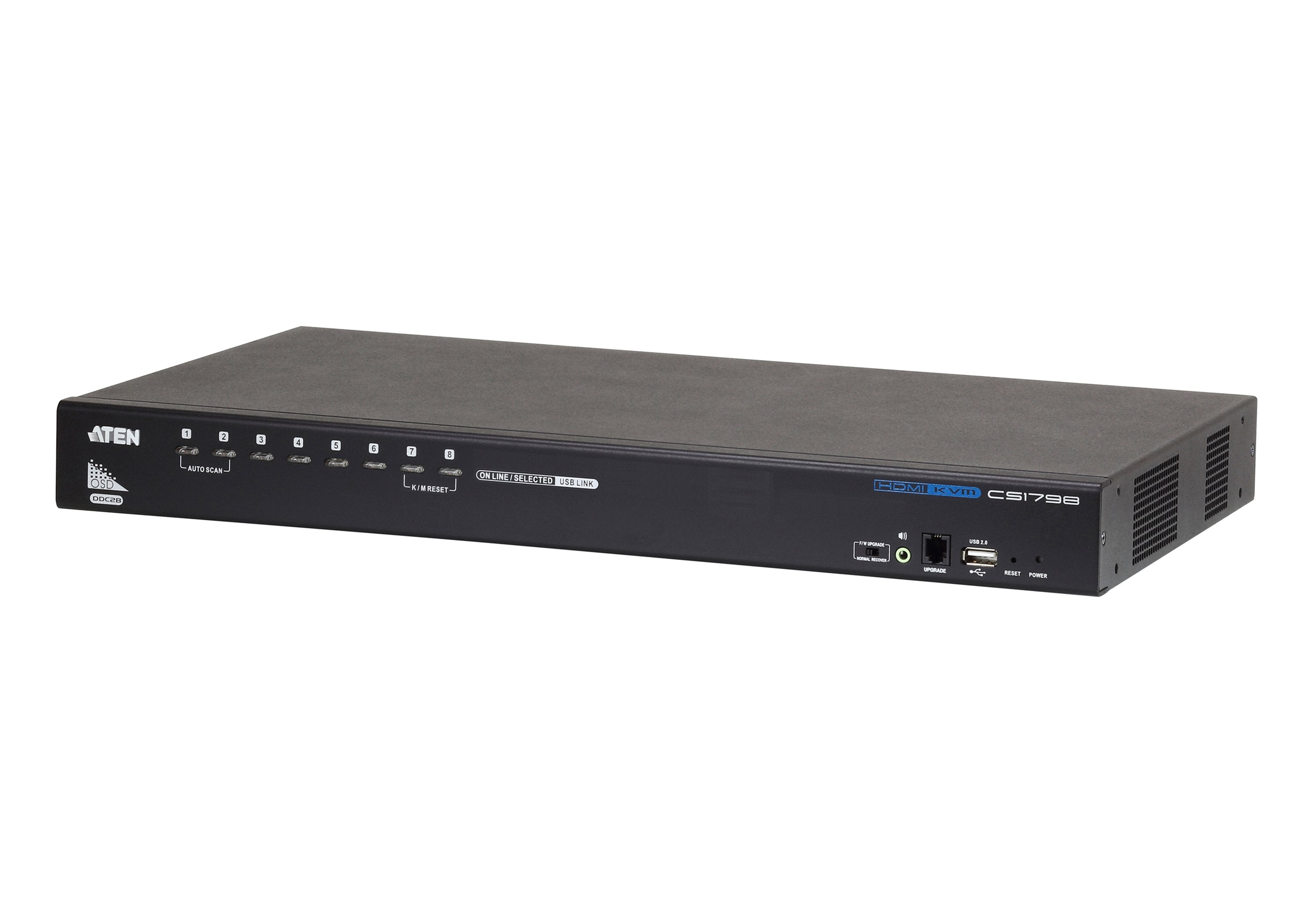 Switch Kvmp, Aten, 8 Puertos, Cs1798, Hdmi, Usb 2.0, Audio, Negro