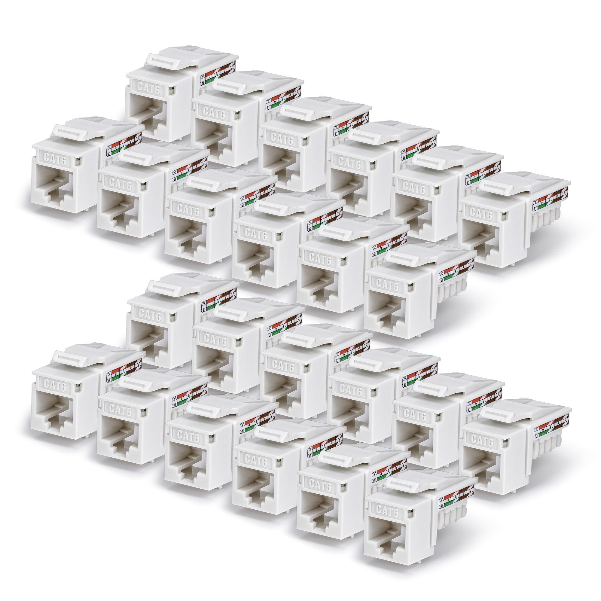 Startech.Com Cat6 Keystone Jack Módulo, Pack De 24 Rj45 Ethernet Keystone Conector Hembra, Utp Cat6 Wandbuchse, 90 Grad 110 Punch Down Conector Hembra, Blanco, Acodado, Blanco, Rj-45, Conector Hembra, 10gbase-T, Cat6, Cat5e