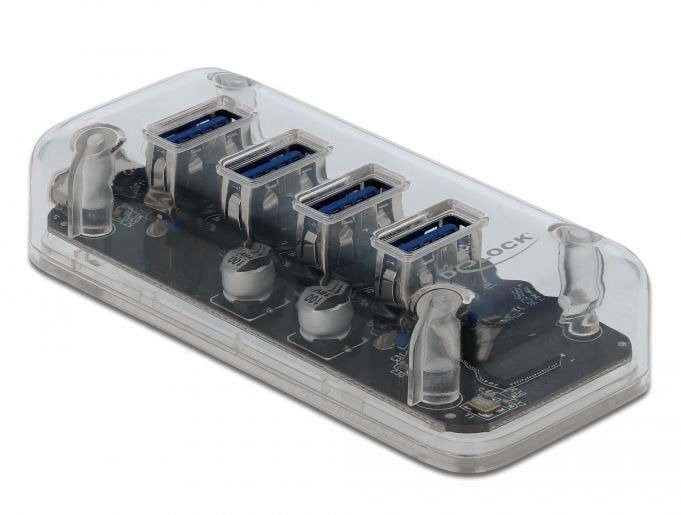 Delock Externo Usb 3.0 Hub Con 4 Puertos, Cubo Usb Transparente 64087