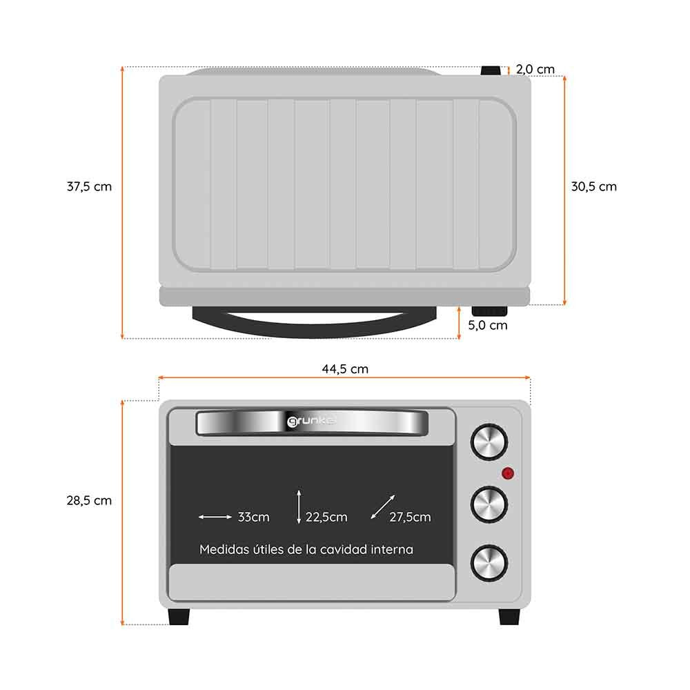 Horno Eléctrico Multifunción Grunkel 23l Plata Hr-23silver
