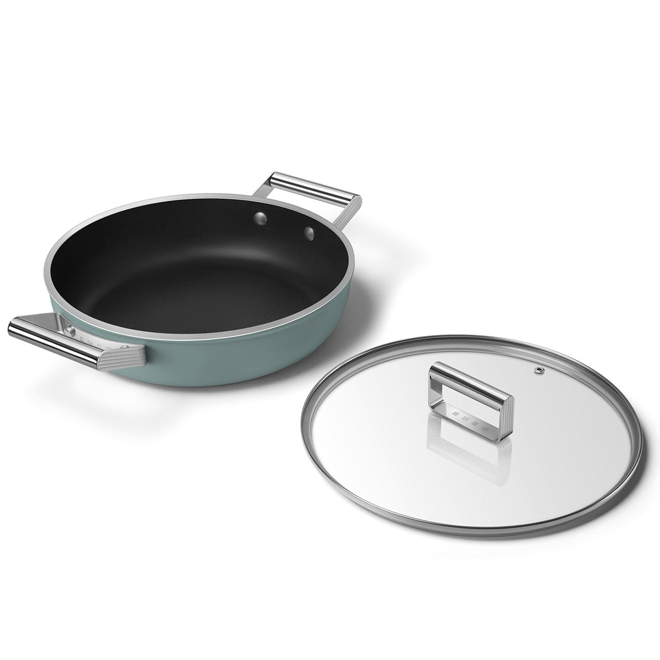 Smeg Dpf2812egm Pfanne, 28 Cm, Keramik, Edelstahlgriffe, Smaragdgrün