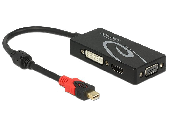 Delock Adapter Mini Displayport 1.2 Stecker > Vga   Hdmi   Dvi Buchse 4k Passiv Schwarz