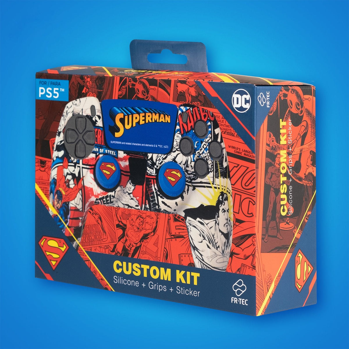 Fr-Tec Ps5 Custom Kit Superman, Silicone Skin + Grips + Touchpad Sticker