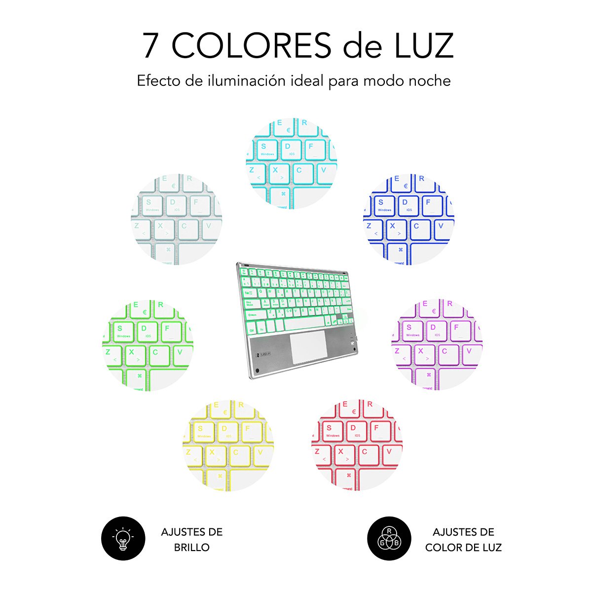 EAN 8436586740603 - SUBBLIM TECLADO SMART BACKLIT TOUCHPAD BLUETOOTH SILVER QWERTY Español Plata, Blanco imagen 6