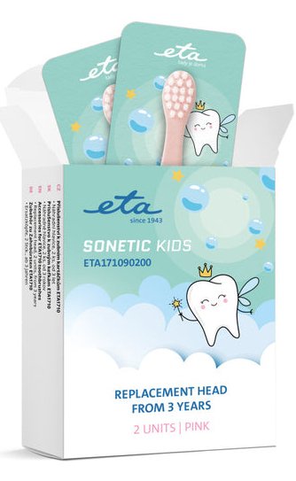 Eta171090200 Sonetic Replacement Toothbrush Heads, 2 Pcs, Pink