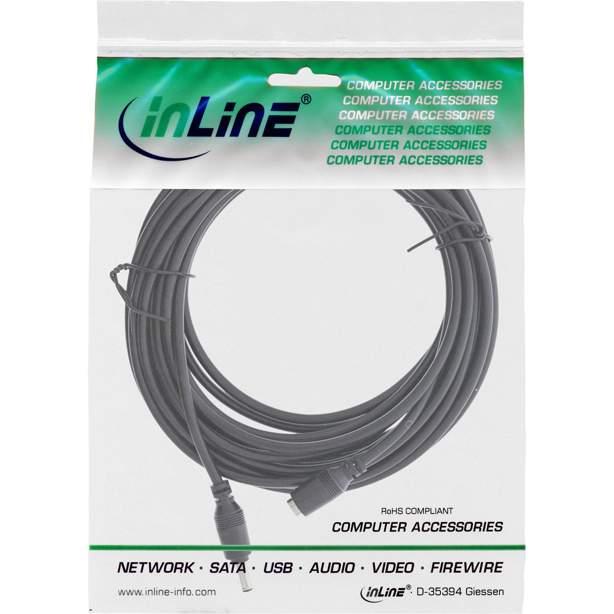 Cable De Extensión Inline Dc Plug 3.5x1.35mm Para Cámara Exterior Smarthome, 3m