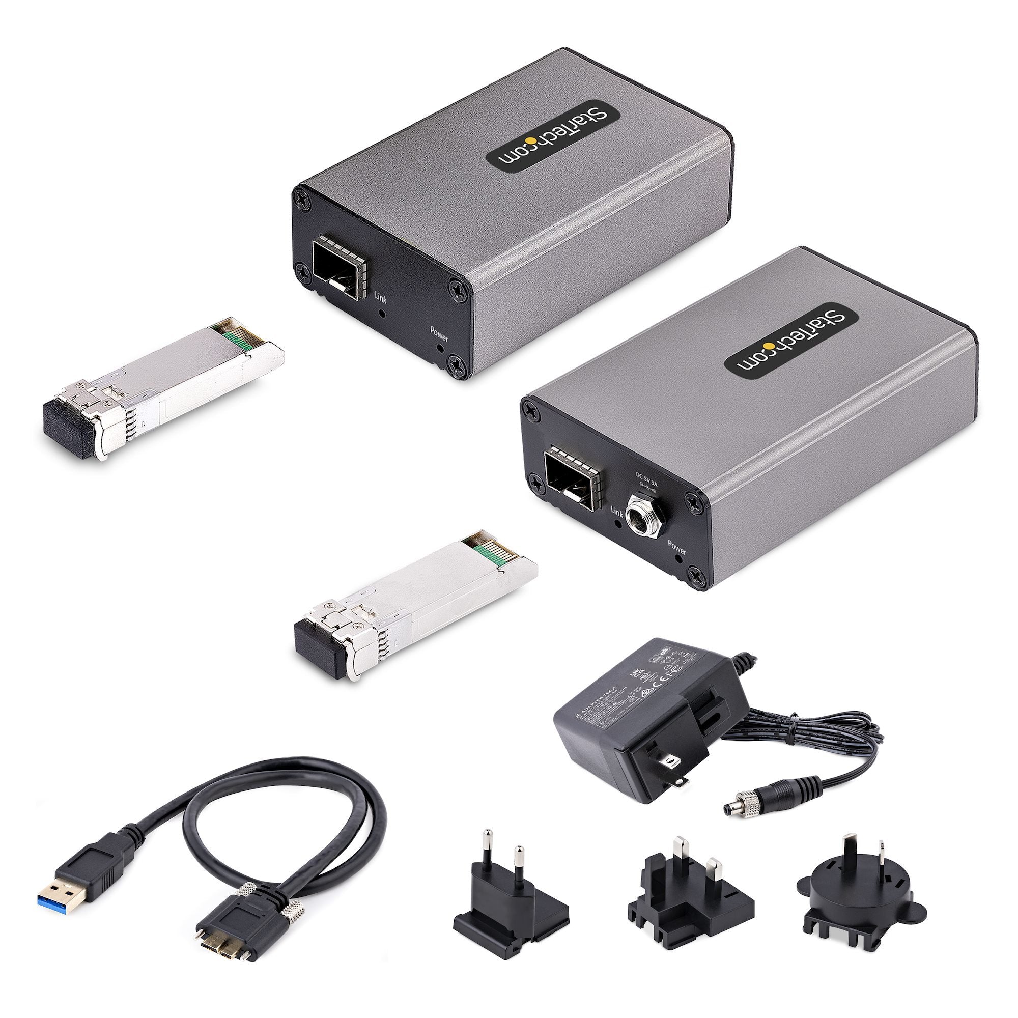 Startech.Com 2-Port Usb 3.0 Extender Over Om3 Multimode Fiber, Lc/Lc, 2x 5gbps Usb-A Hub, 350m (1150ft) Range, Durable U