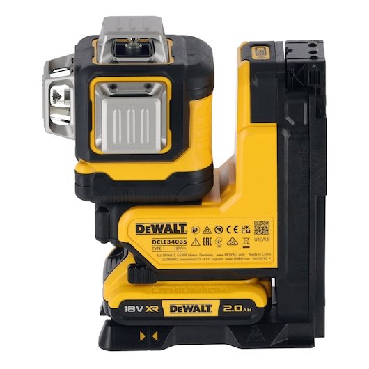 Dewalt Láser Multilínea A Batería 3x360° Dcle34035d1, 18 Voltios, Con Control Remoto, Láser De Líneas Cruzadas Negro/Amarillo, Con Líneas Láser Verdes, Batería Xr Li-Ion 2.0ah, Caja T-Stak Dcle34035d1-Qw