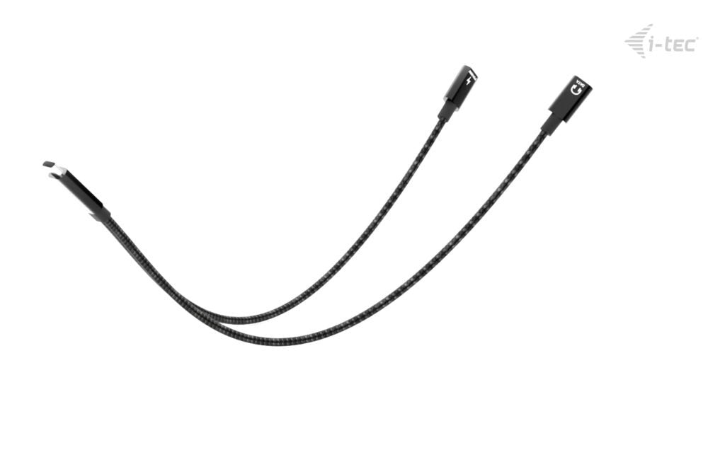 I-Tec Usb-C Cable Splitter Audio Data 1x Usb-C Pd Input 100w 1x Usb-C 2.0 For Audio Mic Or Data 480mbps Power Delivery 100w