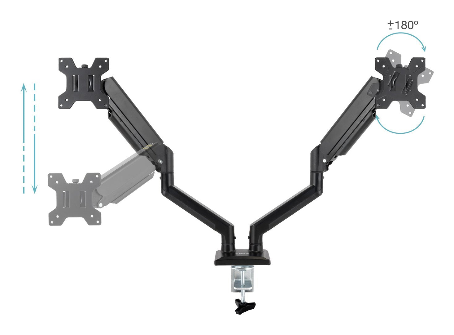 Soporte Mesa Pant. Gira Incli 2 Brazos 13-34 Negro