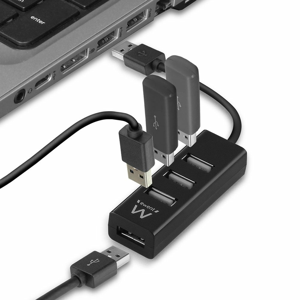 EAN 8032958186804 - Ewent EW1123 hub de interfaz USB 2.0 480 Mbit/s Negroimagen 2)