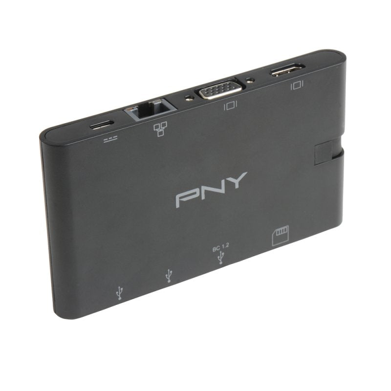 Pny 9 En 1 Mini Hub Portátil Con Cable Usb-C Integrado Con 2 Puertos Usb-C, 2 Puertos Usb-A 3.1, 1 P