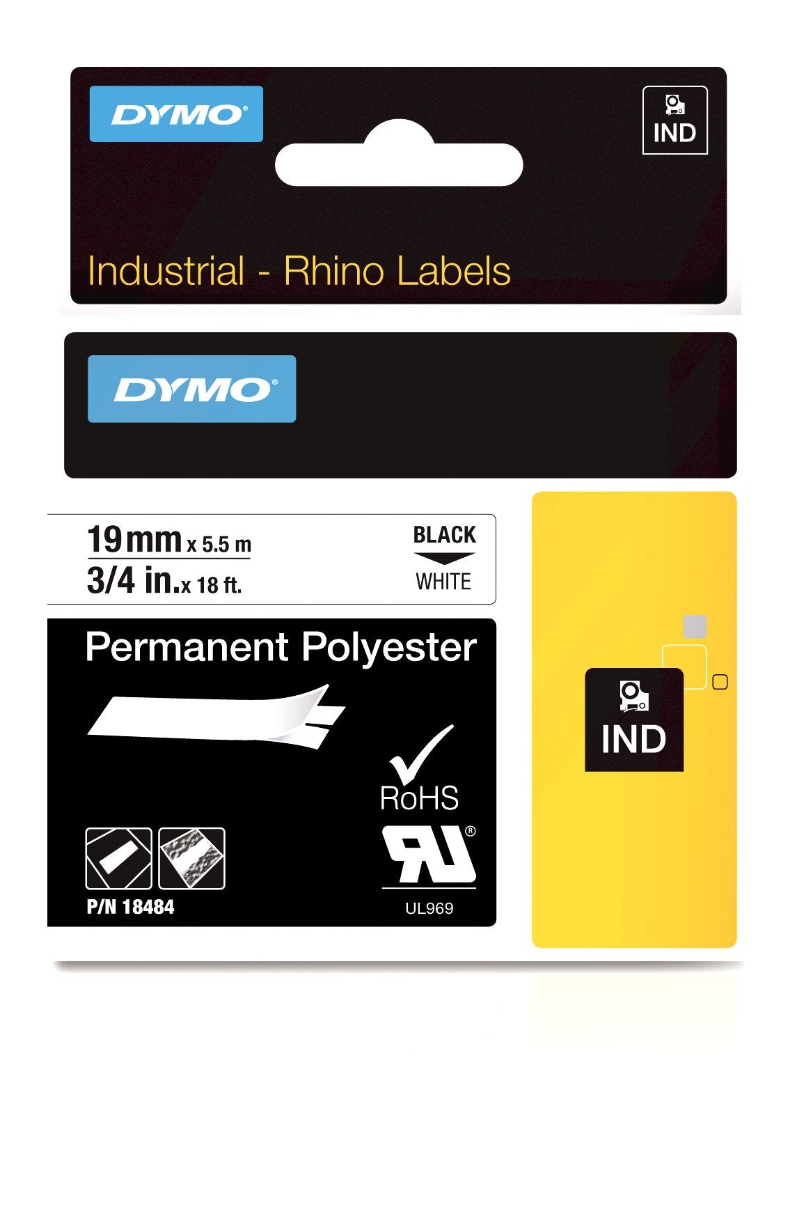 EAN 0071701184849 - DYMO 18484 cinta para impresora de etiquetas Negro sobre blanco imagen 1