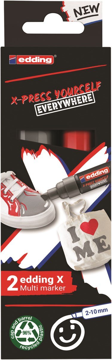 Edding X 6900 Pack De 2 Rotuladores Multisuperficie Permanentes De Tinta Opaca - Punta Biselada Con Trazo 2-10mm -