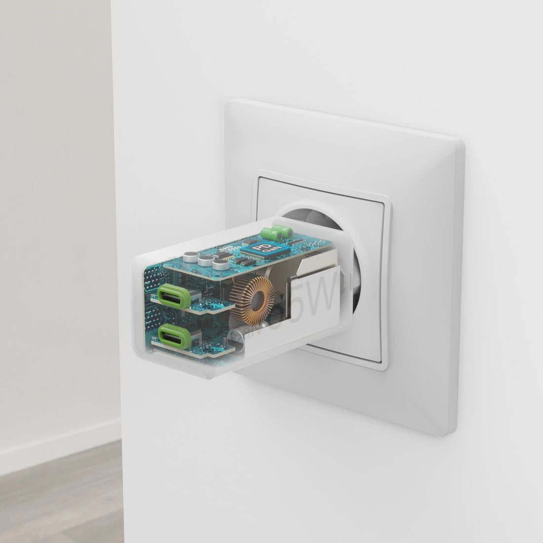 Hama Mini 65w Gan Pd/Qc 2x Usb-C Biala