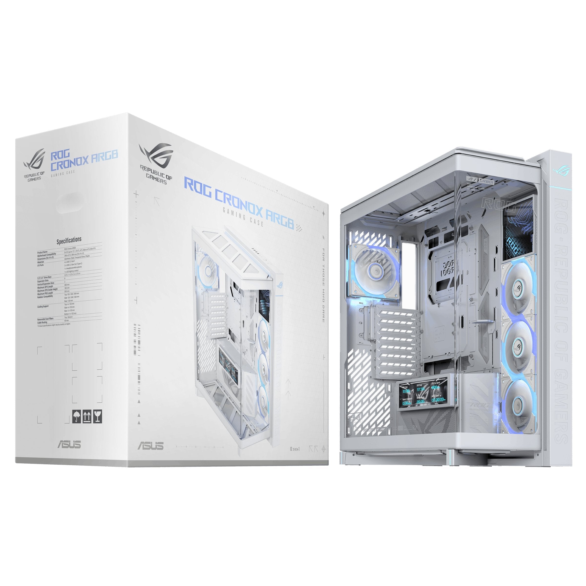 Asus Rog Cronox Gr801 Curve Tg Argb White Midi Tower Blanco