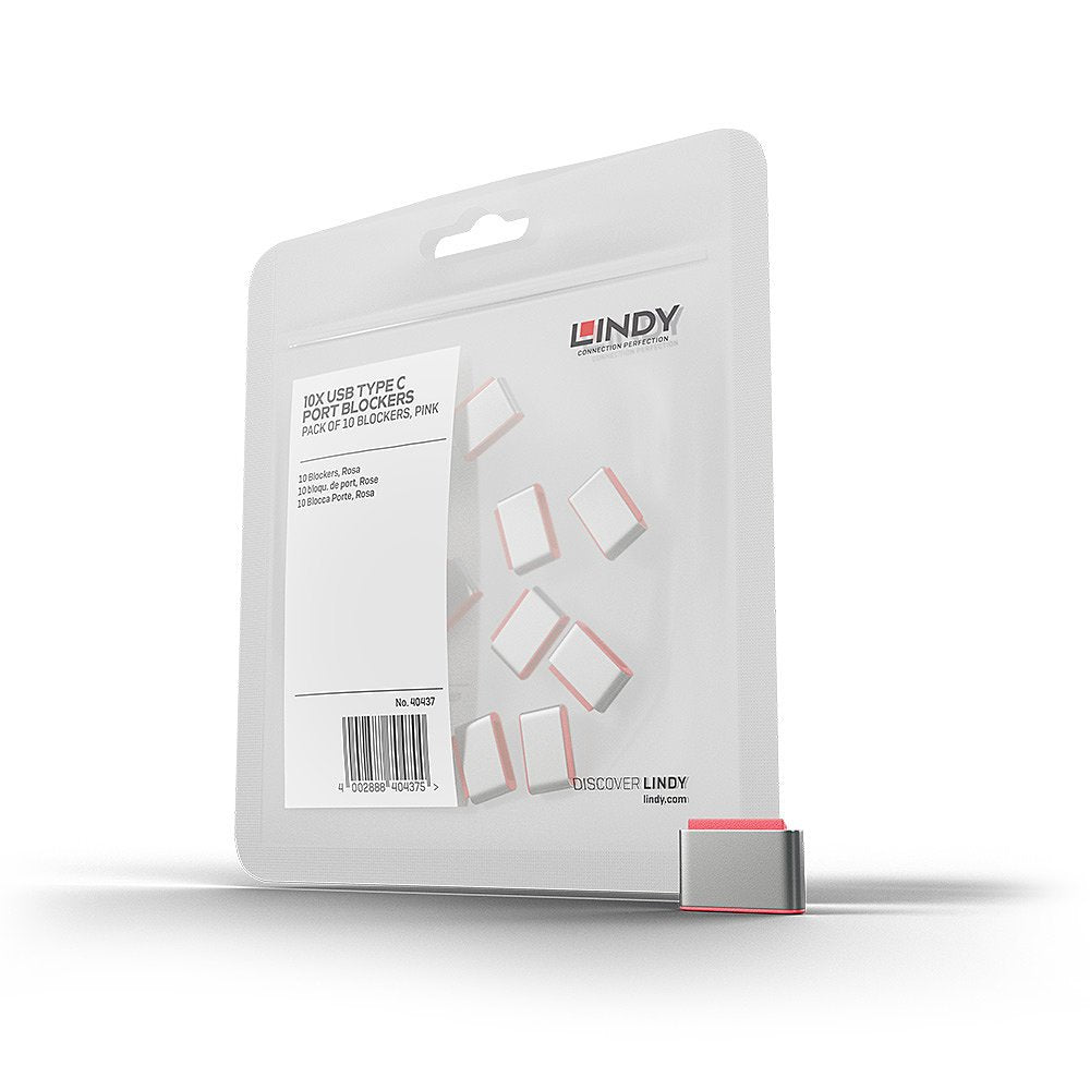 Lindy 40437 Bloqueador De Puerto Usb Tipo C Rosa 10 Pieza(S)