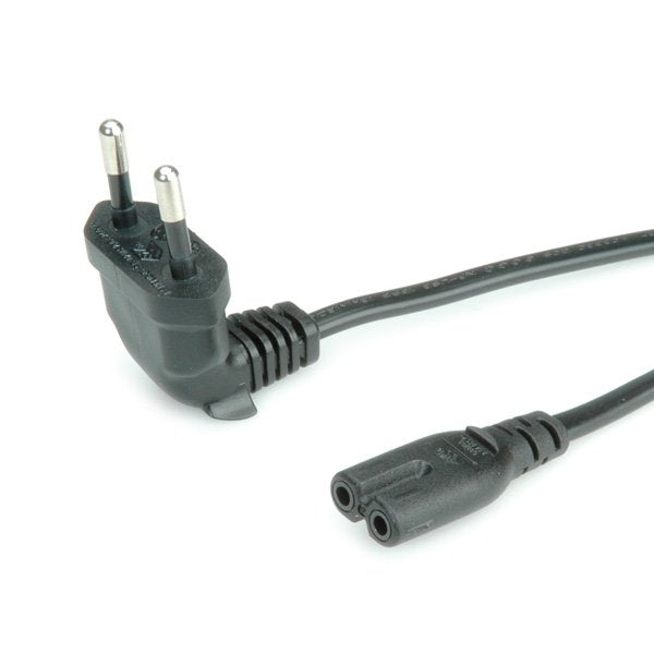 Roline Netzcable Euro-Stecker Abgewinkelt Auf C7 2pol. Schwarz 1,8m