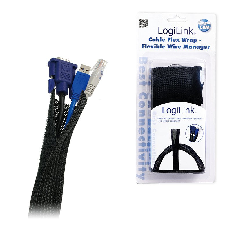 Logilink Kab0006 Funda Cable Flexible 1.8m Negro