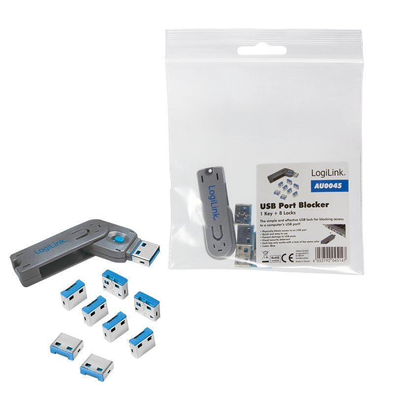 Logilink Au0045 - Bloqueador De Puertos Usb Llave + 8 Cerraduras