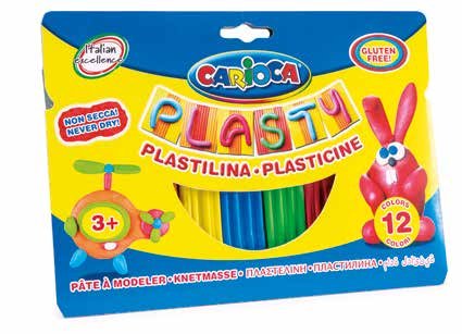 Carioca Plasty Pack De 12 Plastilinas Surtidas - Facil De Usar - No Se Seca - Reutilizable - Colores Brillantes Y
