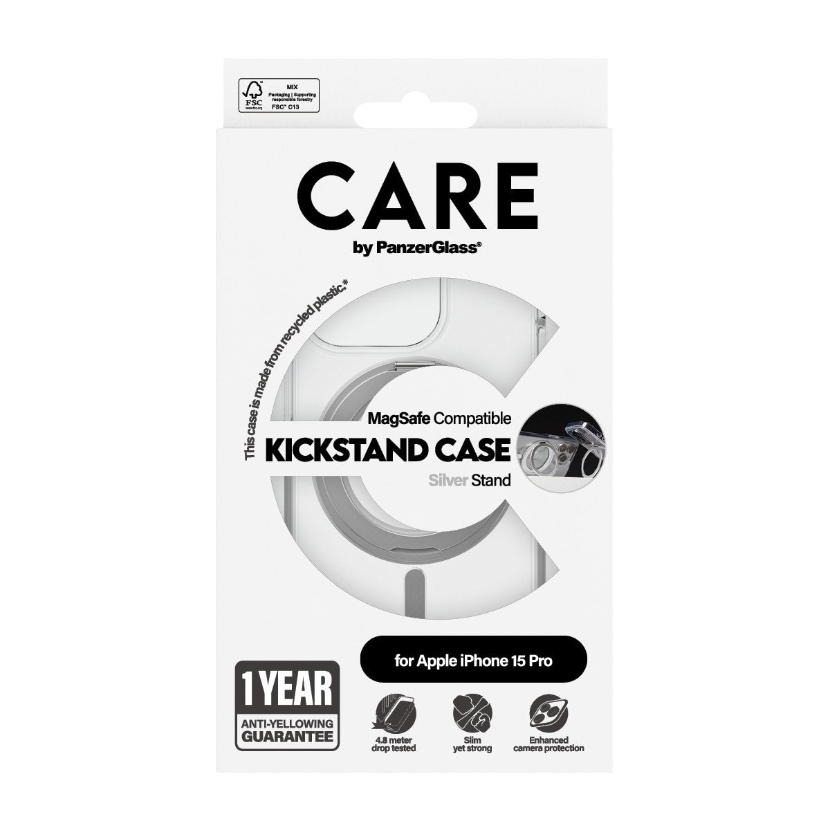 EAN 5715685005497 - PanzerGlass CARE™ by ® Case Transparent w. Silver Kickstand & MagSafe iPhone 15 Pro funda para teléfono m imagen 3