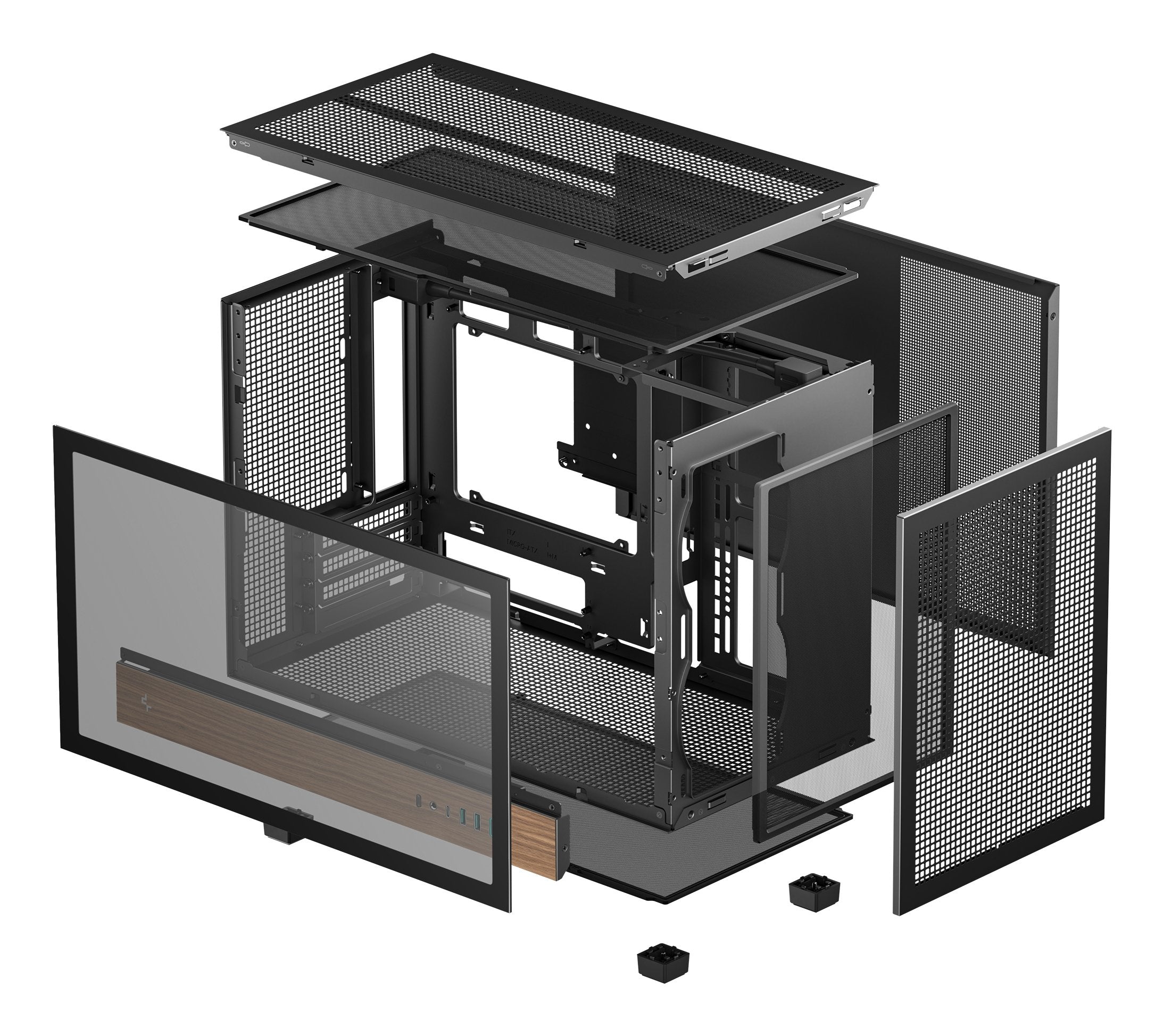 Caja Pc Deepcool Ch260 Wood (Negro/Holz, Tempered Glass) R-Ch260-Bknwm0-G-1