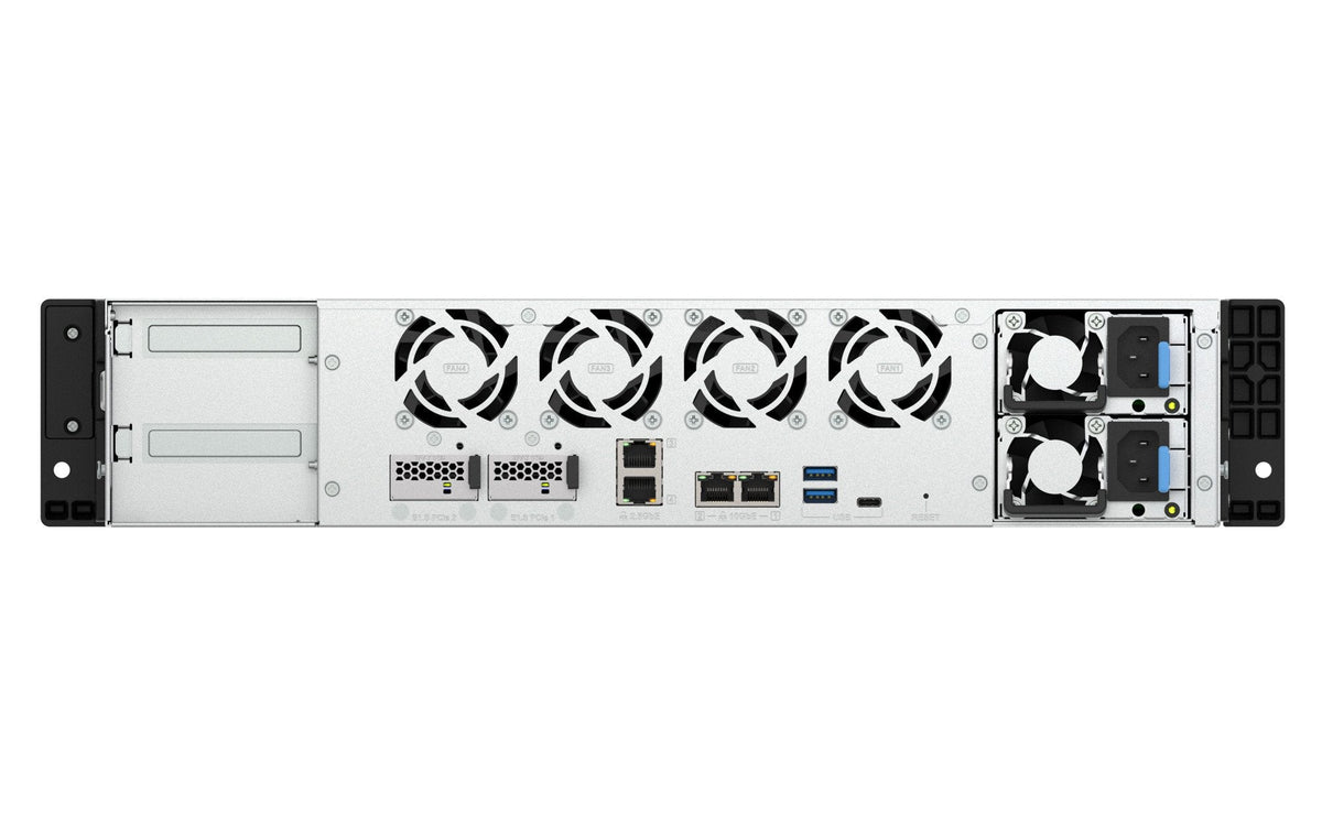 Qnap Ts-H1073bxeu-Rp-8g Nas System 8+2-Bay Nvme Ssd Sata Nas Redundante Fuente De Alimentación