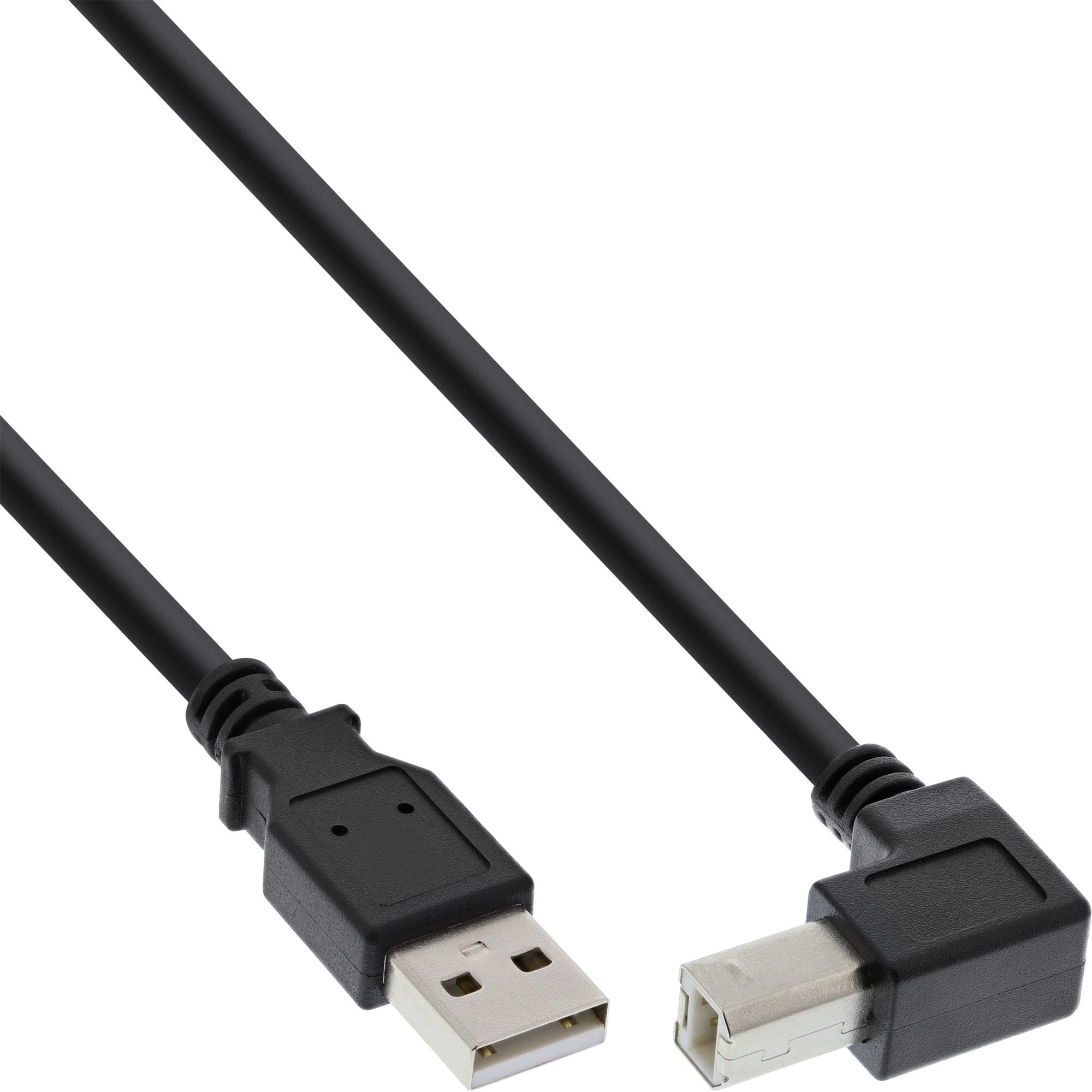 Inline Usb 2.0 Cable En Ángulo Tipo A Macho A B Macho Negro 0,3 M