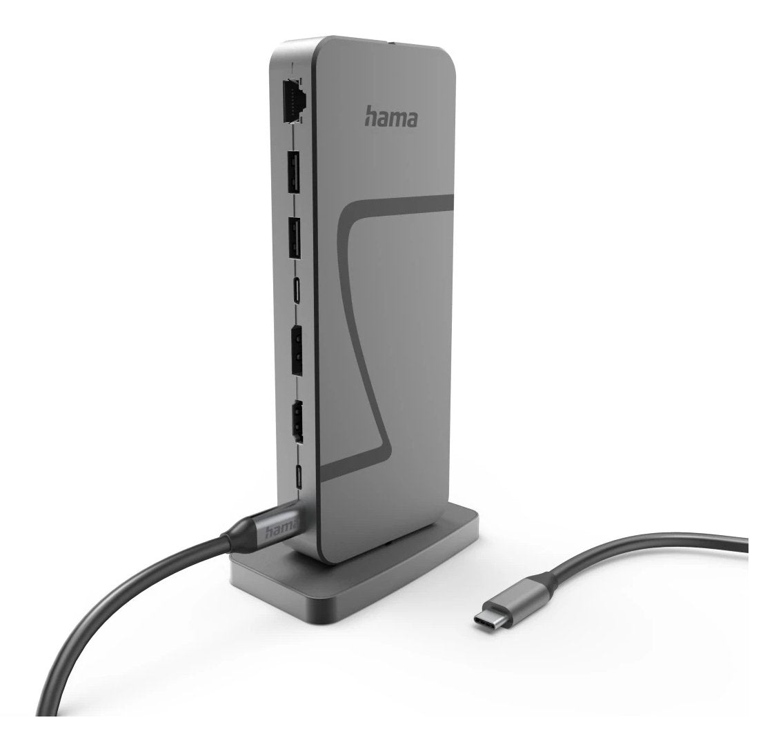 Hama Essential Hub Usb 2.0/3.2 - Potencia Maxima 140w - Cable Usb-C De 40cm - Lan Ethernet 2.5gbps - Displayport 8k -