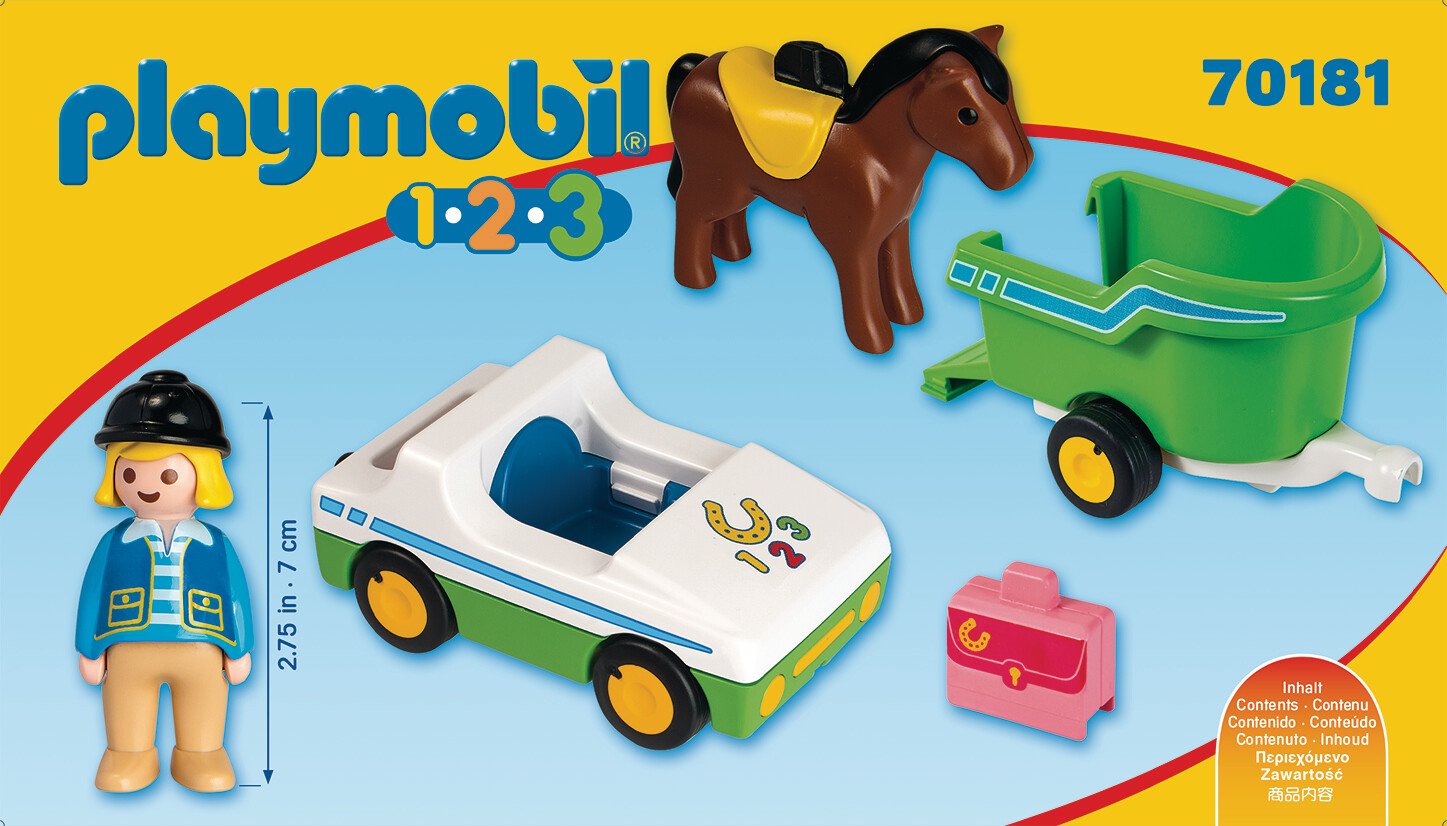 Playmobil 70181 1.2.3 Coche Con Remolque Para Caballos