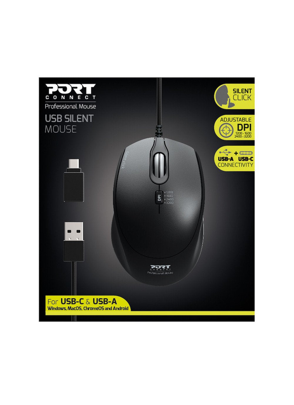 Port Raton Office Pro Silent Wirojo - Negro