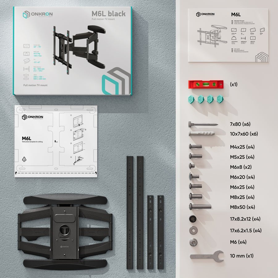 EAN 4262392440888 - ONKRON M6L-B soporte para TV 190,5 cm (75") Negro imagen 2