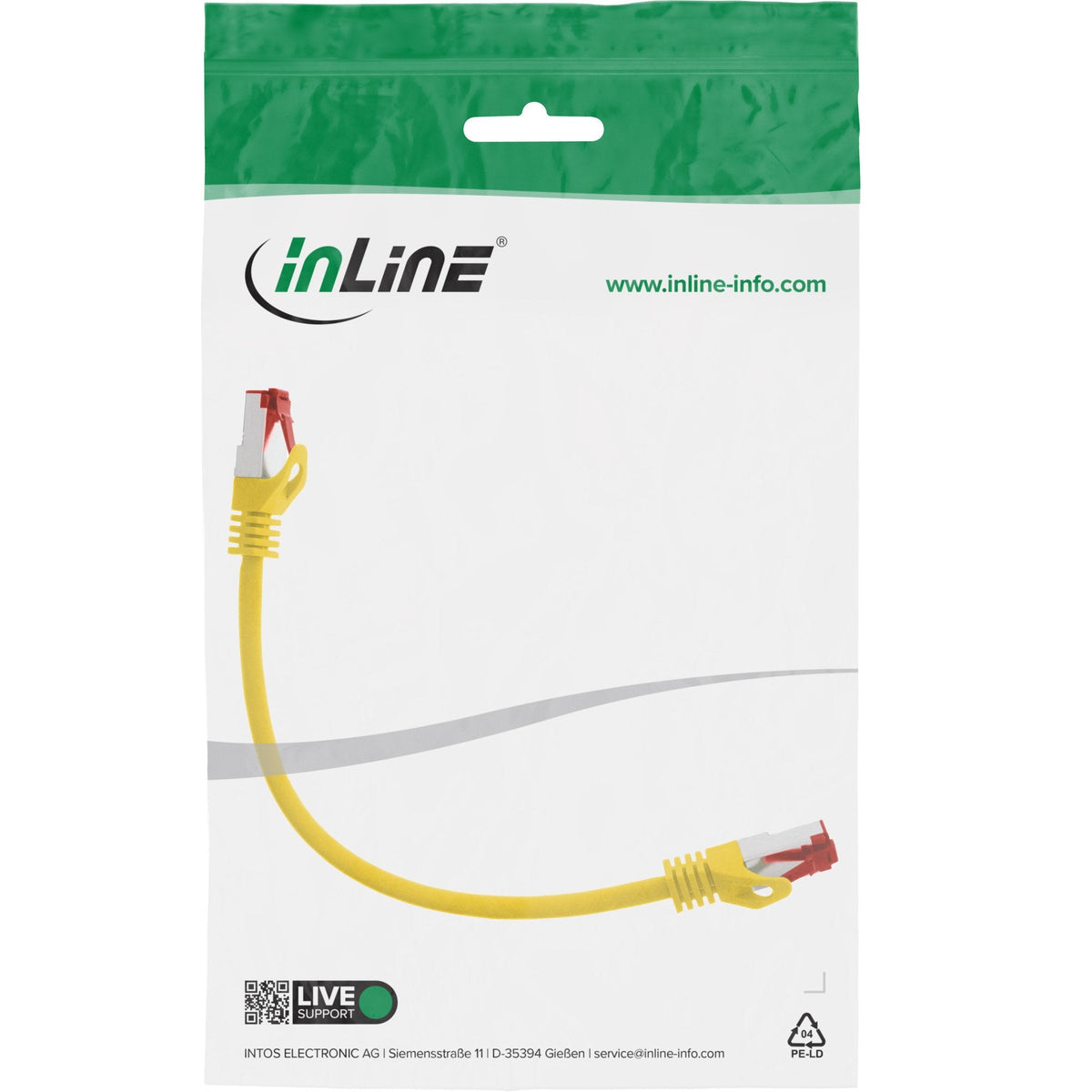 Cable De Red Inline S/Ftp Pimf Cat.6 250mhz Pvc Amarillo Cobre 0.3m