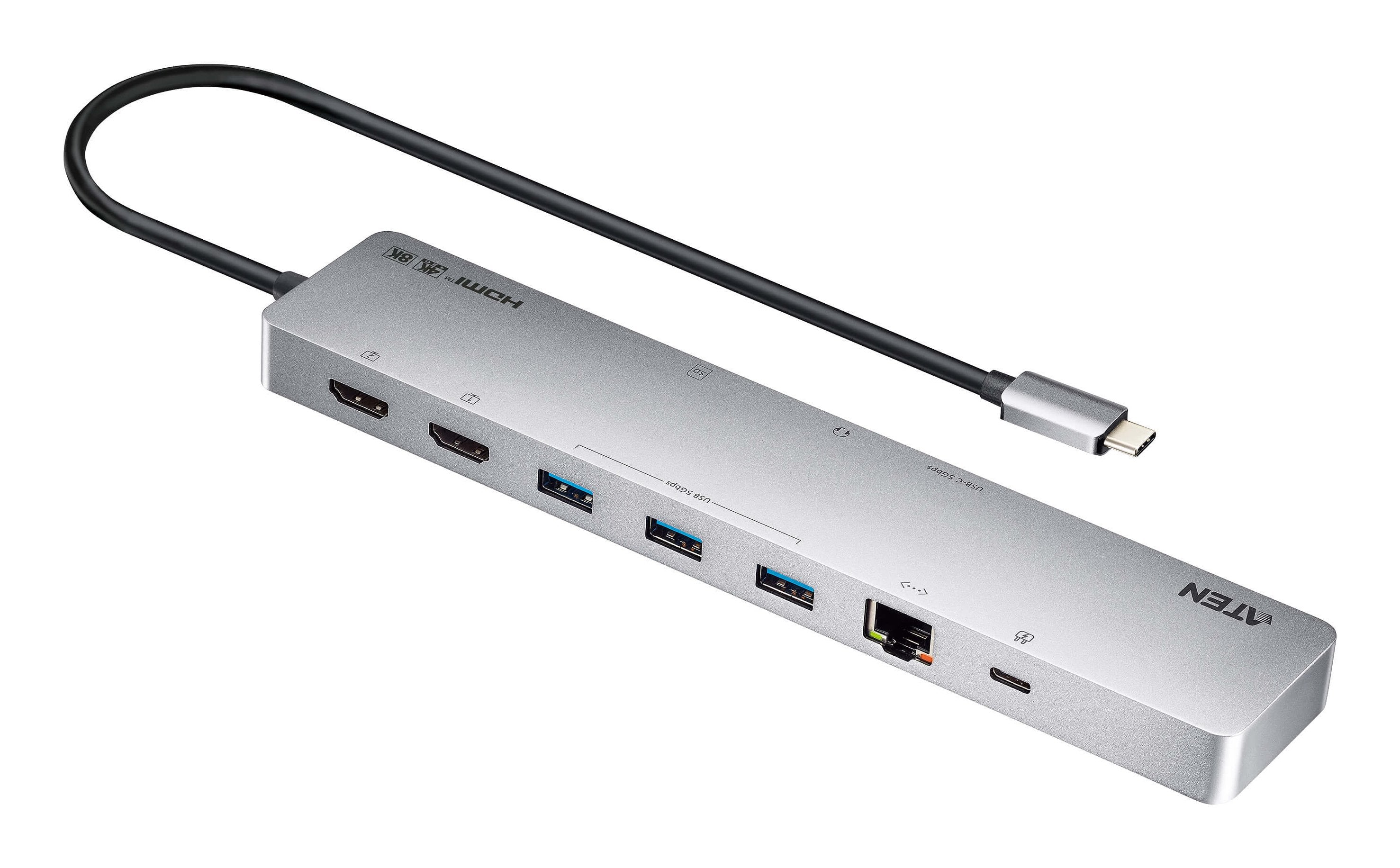 Dock Multifunción11 Puertos Esenciales: 2 Hdmi, 2 Usb-C (1 Para Alimentación Y 1 Para Transmisión De Datos), 3 Usb Tipo A, 1 Sd,